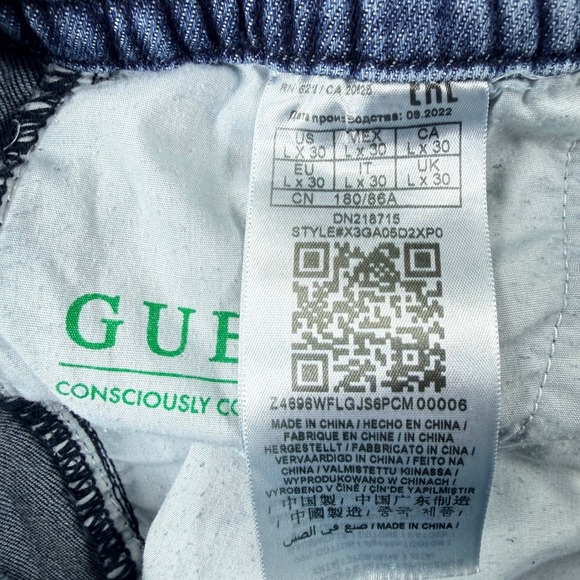 VTG GUESS Mens Blue Denim Jogger Pants Size L Moto Style Elastic Skater Grunge - Picture 7 of 7